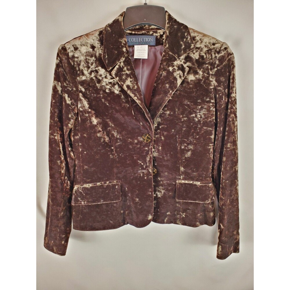 Vintage Collection Harvé Benard Womens  4 Velour Crushed Brown Velvet  Blazer